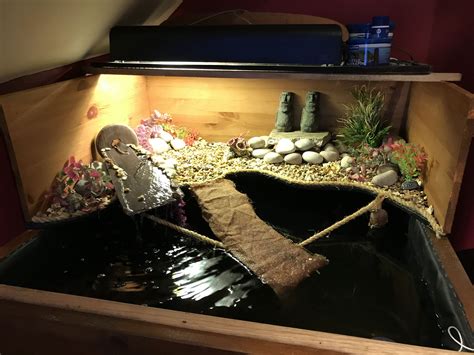 Our completed Indoor Turtle Pond, with waterfall, ramp and basking ...