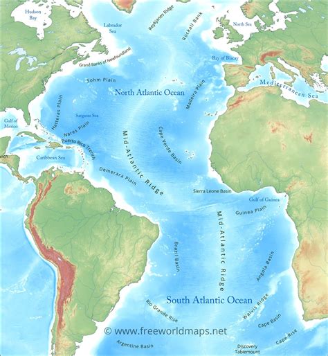 Atlantic Ocean Map | Map of Atlantic Ocean Area