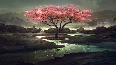 Cherry Blossom Tree Art Wallpaper