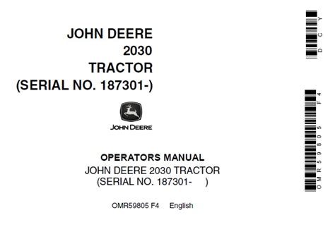 John Deere 2030 Tractor (SN 187301- ) Operator’s Manual