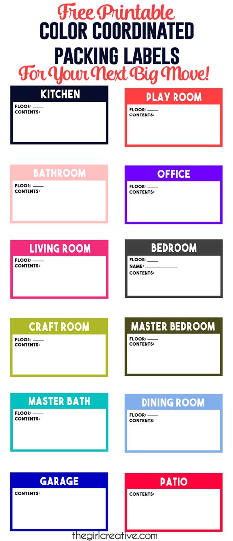 Moving Labels Printables