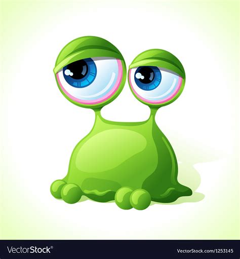 Cute green monster isolated on white background Vector Image