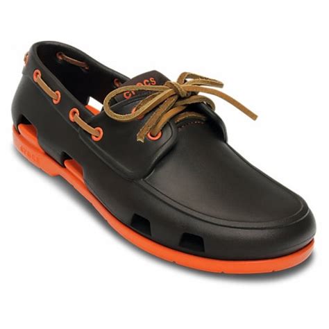 Crocs Crocs Beach Line Espresso / Orange (Opp-K) 14327-241 Mens Boat Shoes - Crocs from Pure ...