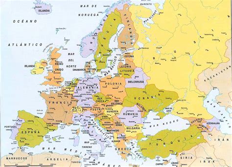 Mapa Politico de Europa Grande Con Breve Descripción Geografica