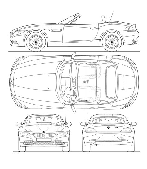 BMW Z4 E89 Cabriolet 2009 Blueprint - Download free blueprint for 3D modeling