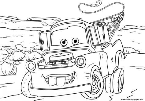 Tow Mater From Cars 3 Disney Coloring Pages Printable