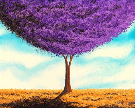 Purple Tree Art Print Trees in Art Bright Home Decor Modern