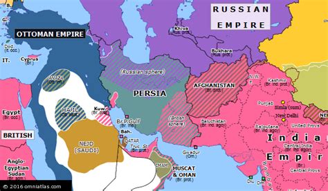 Outbreak of the Great War | Historical Atlas of Southern Asia (6 November 1914) | Omniatlas