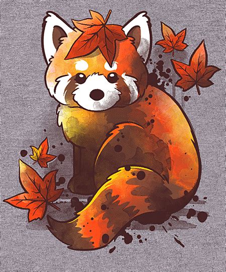 Red panda red leaves from Qwertee | Day of the Shirt | Panda art, Red panda cartoon, Panda drawing