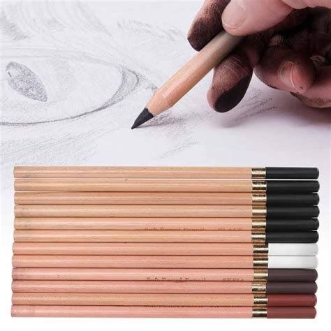 YLSHRF 12PCS 4 Colors Sketching Pencils Wooden Charcoal Drawing Pencil Art Supplies with Gift ...