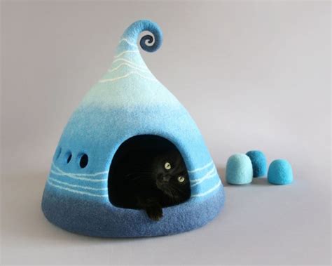 Cat bed Cat cave Felted cat cave Cat house Fantasy cat | Etsy