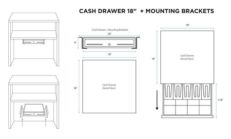 18" Automatic POS Cash Drawer & Under Counter Mounting Brackets Bundle