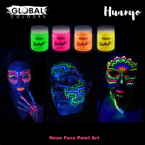 Global Colours BodyArt Fluorescent Neon Glow in the Dark Face and Body ...