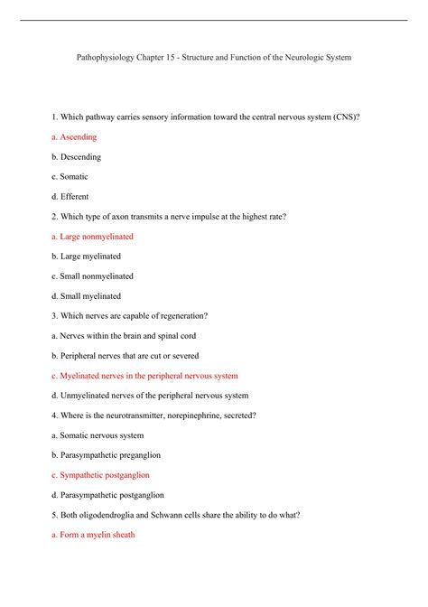 Pathophysiology Chapter 15 - Structure and Function of the Neurologic System - Pathophysiology ...