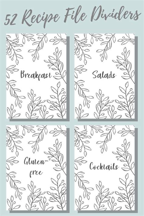 Printable A4 Recipe Book Dividers - Organize Your Recipes