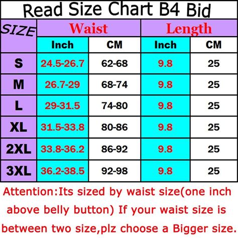 Elastic Waist Size Chart | Printable Templates Free