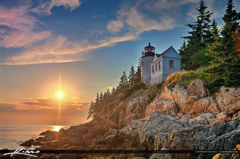 Bass Harbor lighthouse During Sunset at Acadia National Park Maine ...