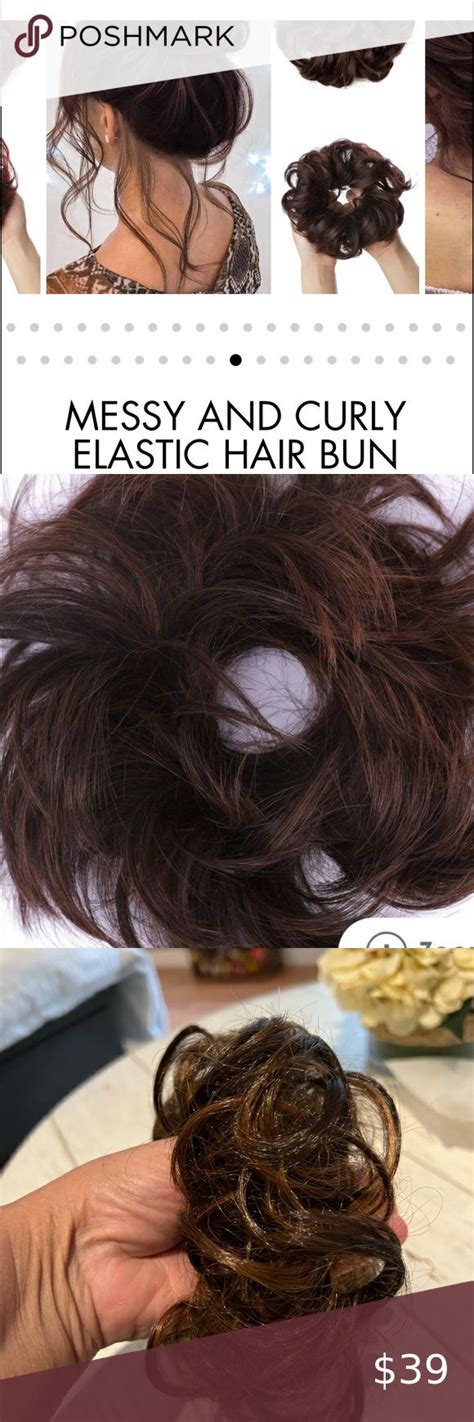 Messy curly Hair Bun Extension Messy Curly Hair, Curly Hair Styles, Curly Bun Hairstyles, Brown ...