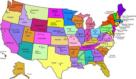 Clipart - United States Map With Capitals, and State Names