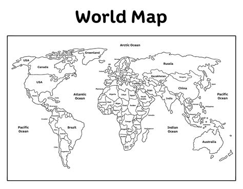 6 Best Images of Black And White World Map Printable - Blank World Map Black and White, Black ...