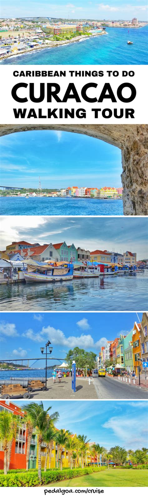 the cover of an illustrated guide to curacao walking tour, with images of colorful buildings and ...