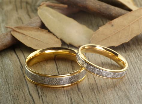 Handmade Gold Wedding Bands, Couple Rings Set, Titanium Anniversary ...