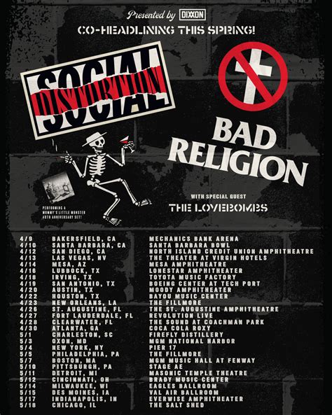 Bad Religion & Social Distortion (playing 'Mommy's Little Monster') announce co-headlining tour