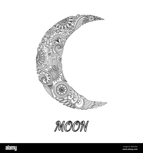 Line art design of moon sign in horoscope. Vector illustration Stock ...