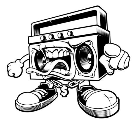 Illustration of graffiti boombox charact... | Premium Vector #Freepik #vector | Chaîne portable ...