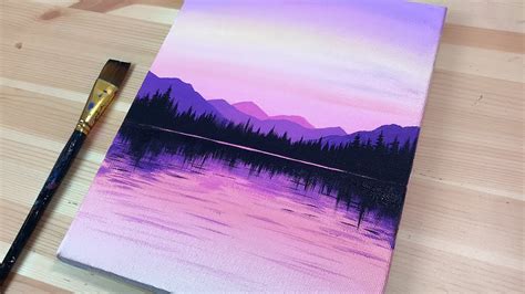 Acrylic Sunset Forest Painting Tutorial For Beginners | Purple ...