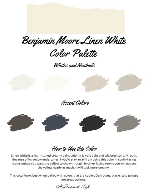 Linen White by Benjamin Moore Whole Home Color Palette Interior Paint Palette - Etsy