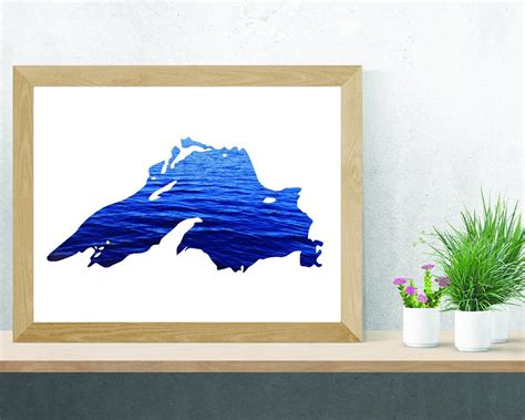 Lake Superior Print Lake silhouette Water Print Great | Etsy