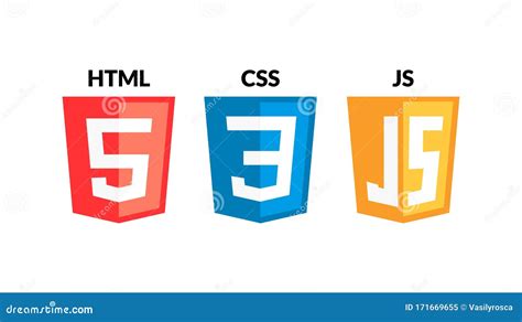 Html5 Css3 Js Icon Set Web Development Logo Icon Set Of Html Css And ...