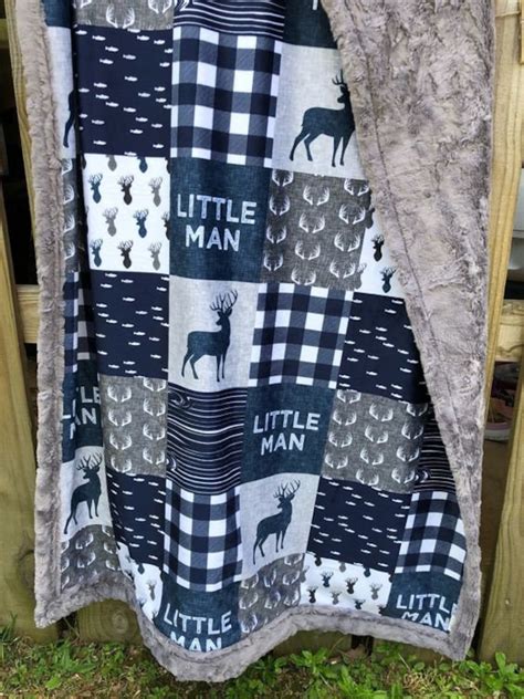 Little Man Blanket Personalized Baby Boy Blue Plaid - Etsy