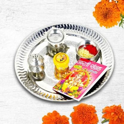 ME&YOU Pooja thali for Diwali, Navratri, Dhanteras, Bhaidooj (9 Inch) Stainless Steel Price in ...