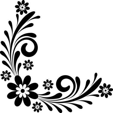 black and white corner design - interioruk2 | Flower drawing, Flower stencil, Page borders design