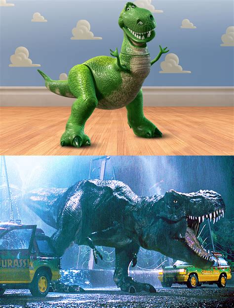 Toy Story Rex / Jurassic Park T-Rex comparison Meme HD Template | Know Your Meme