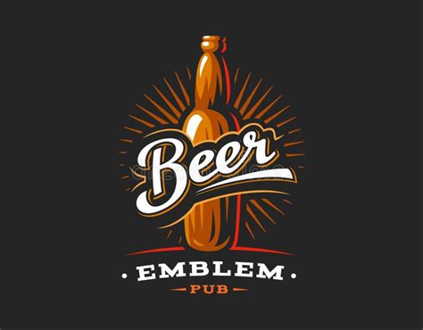 Beer Bottles Logo, Emblem on Dark Background Stock Vector - Illustration of cold, drink: 95811846