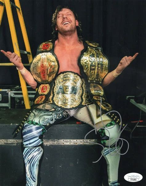 Kenny Omega Autographed Signed Aew Champion Signed 8X10 Belt Photo With JSA