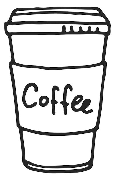 Premium Vector | Coffee cup doodle hand drawn takeaway drink