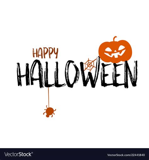 Happy halloween party title logo template spider Vector Image