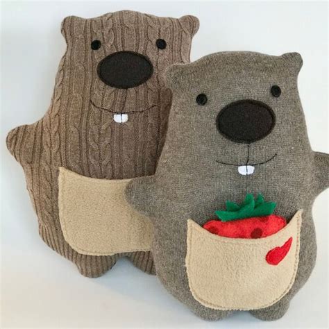 Happy Groundhog Stuffed Animal Handmade Ecofriendly - Etsy