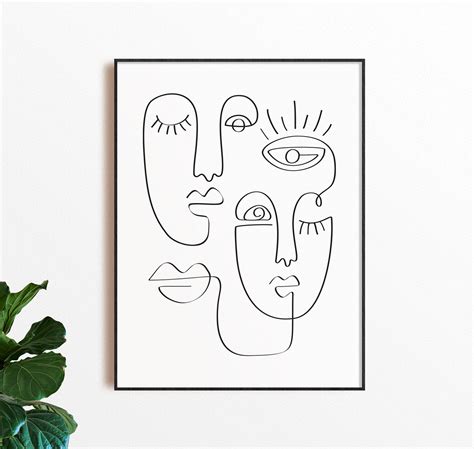 One Line Faces Art Print DOWNLOAD INSTANT Line Art Minimal - Etsy Australia