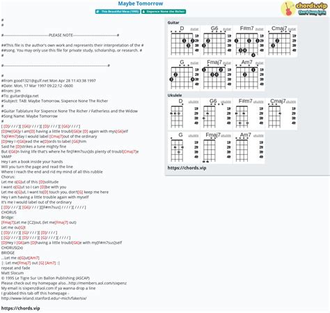 Chord: Maybe Tomorrow - tab, song lyric, sheet, guitar, ukulele | chords.vip