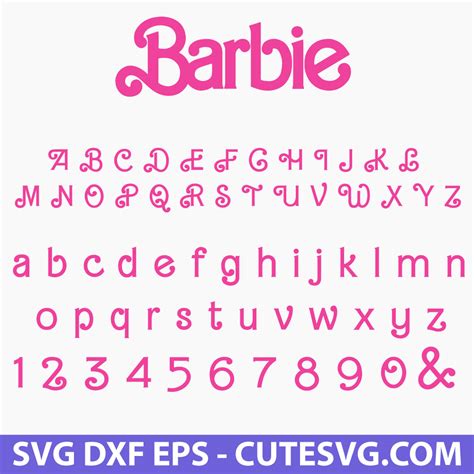 Barbie font SVG Barbie Alphabet SVG Barbie Letters and Numbers SVG EPS DXF Cutting Files for ...