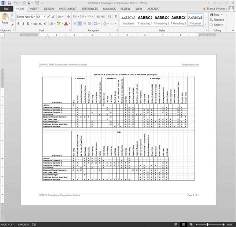 Competency Matrix Template Excel Collection