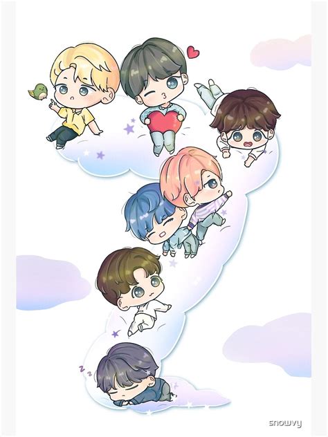 "BTS 7th Anniversary Chibi Fanart" Greeting Card for Sale by snowvy ...