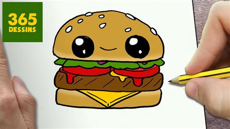 COMMENT DESSINER HAMBURGER KAWAII ÉTAPE PAR ÉTAPE – Dessins kawaii facile | Dessin kawaii, 365 ...