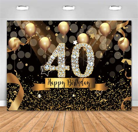 Buy Sensfun 10x8ft Happy 40th Birthday Party Photography Backdrop Glitter Black and Gold ...