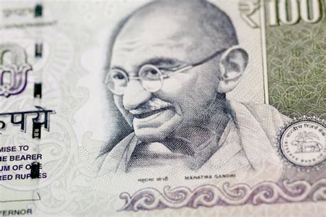 Gandhi on Hundred Rupee Note Stock Image - Image of banknote, expense ...